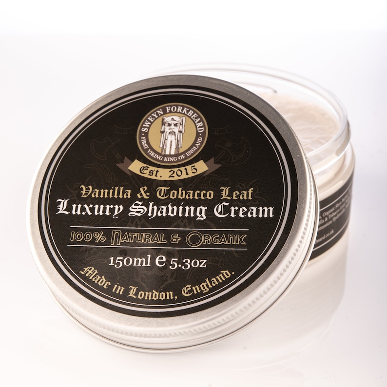 Shaving Cream Vanilla & Tobacco Leaf 150ml / 5.3oz by Sweyn Forkbeard Etsy
