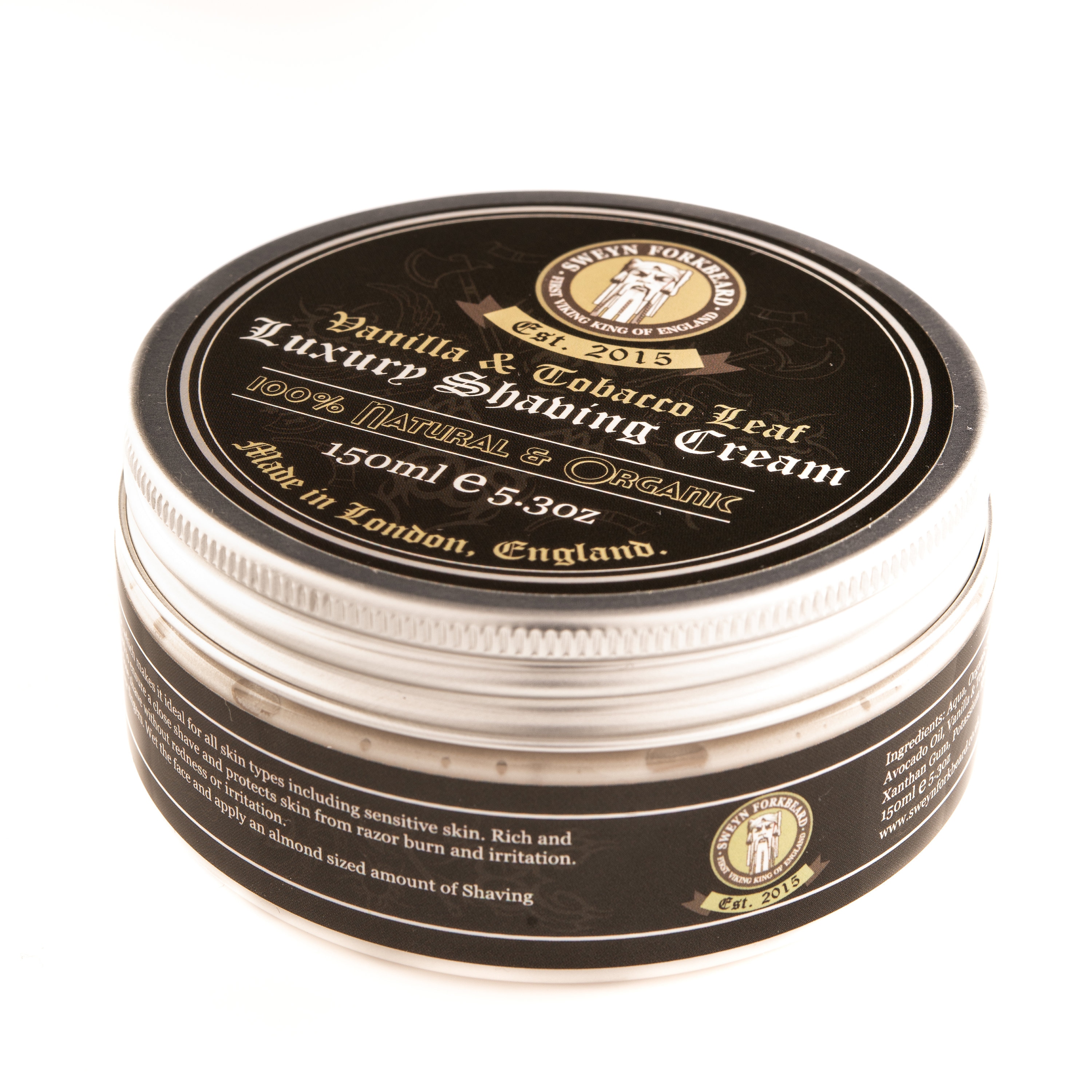 tobacco leaf shaving cream Sweyn Forkbeard Organic Shaving Cream 150ml (Vanilla & Tobacco Leaf)