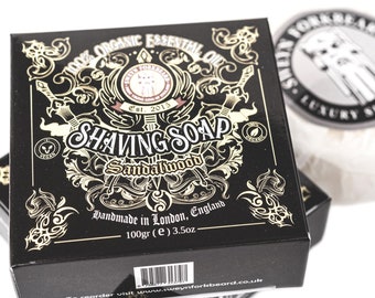 Shaving Soap Sandalwood 100% Organic, Vegan & Handmade in the United Kingdom