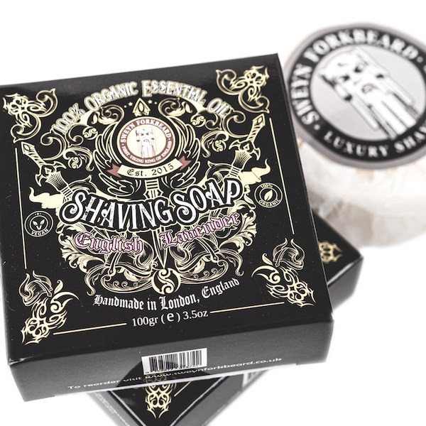 Shaving Soap English Lavender 100% Organic, Vegan & Handmade in the United Kingdom