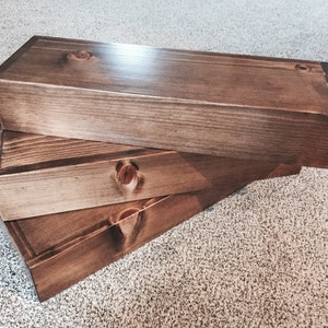 Rustic floating wood shelves with hidden fasteners, set of 3