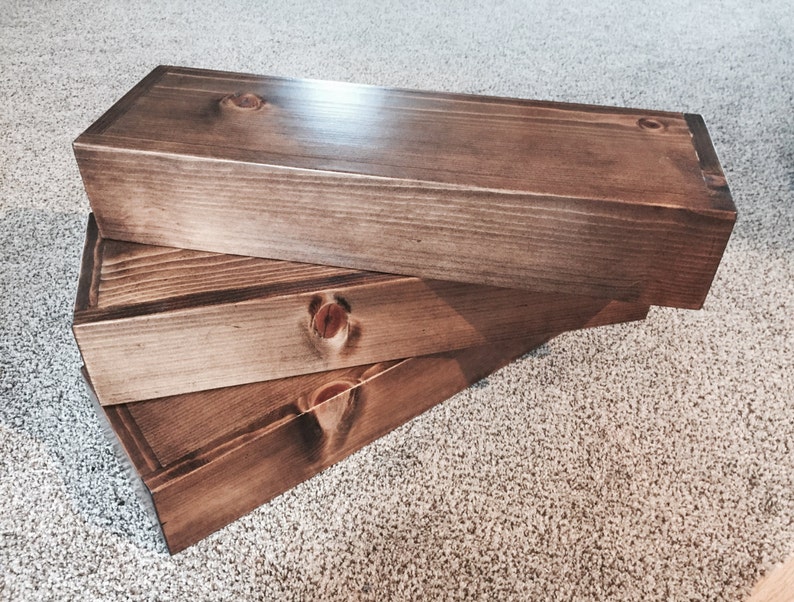 Rustic floating wood shelves with hidden fasteners, set of 3