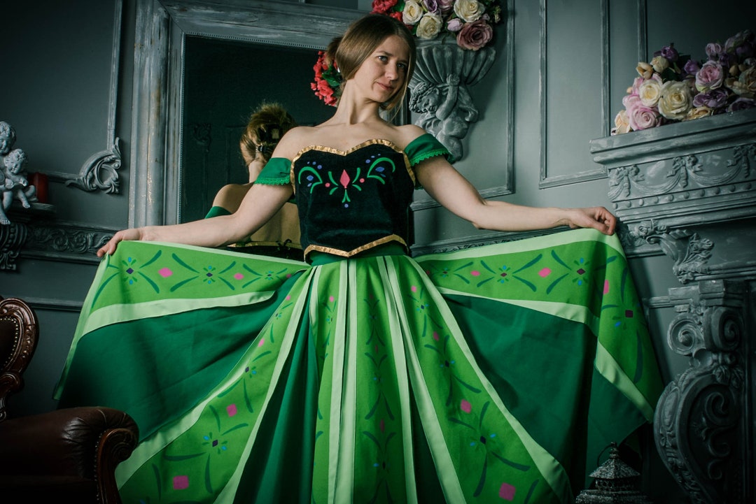 Anna Frozen Dress - Anna Frozen Cosplay - Anna Green Dress - Anna Frozen Coronation Dress - Anna Cosplay - Etsy Anna Frozen Dress - Anna Frozen Cosplay - Anna Green Dress - Anna Frozen Coronation Dress - Anna Cosplay - Etsy
