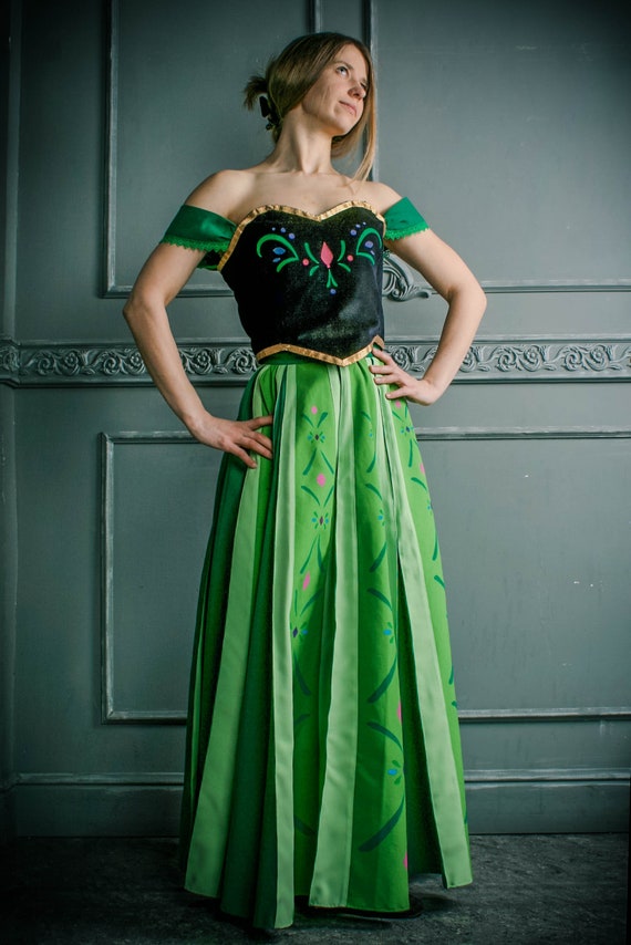 Costume Vestido De Frozen Verde Dress Anna Frozen Vestido