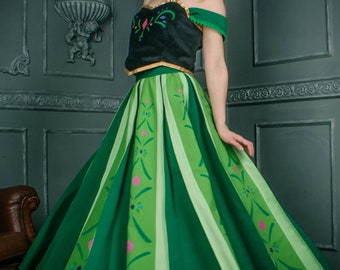 anna green dress cosplay Disney Frozen 2 Anna Green Cosplay Costume – AAACosplay main image 1