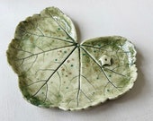 Handbuilt mallow weed leaf porcelain censer incense holder smudging bowl crystal holder jewelry dish with stardust of gold