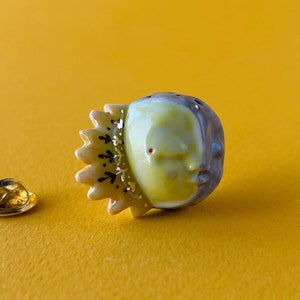 Sun and Moon porcelain essential oil diffuser pin with gold
