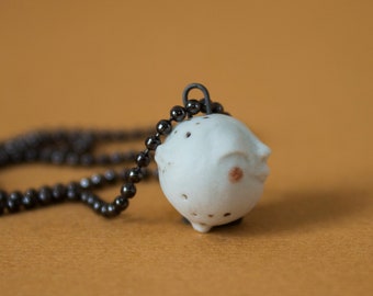 Ceramic wee moon face necklace