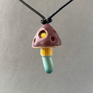 Alice in the wonderland aromatheraphy oil diffusing ceramic mushroom pendant