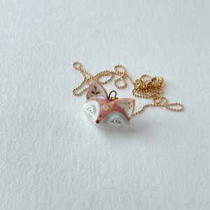 Porcelain miniature fox with opal pendant decorated with 22k gold image 5