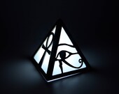 Eye of Horus Light box, small. Lamp, decoration, home decor, illumination, wood. Egypt, Ankh, cat, sacarab, beetle . LED candle. Pyramid.