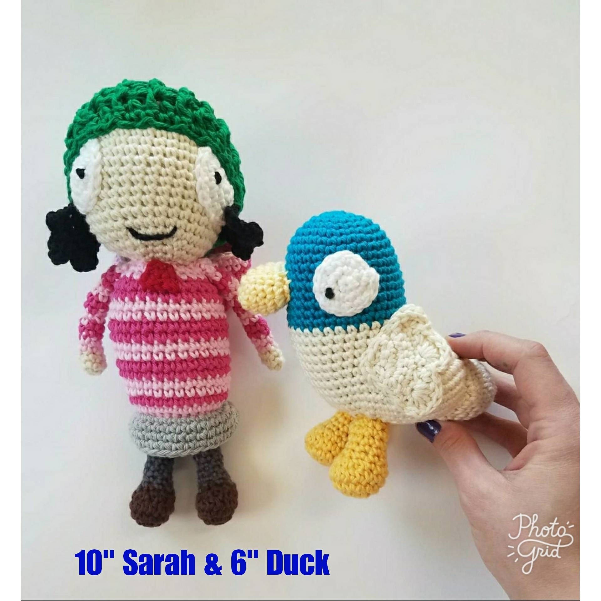 Crochet Sarah and Duck, Crochet Doll, Crochet Duck, Sarah and Duck
