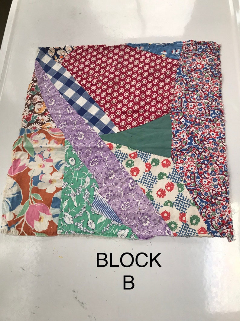 Antique Vintage Quilt Square Feedsack Fabric Crazy Patchwork Etsy