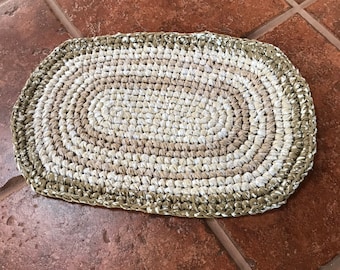 Crochet Rectangle Hot Pad Candle Rug Shades of Tan