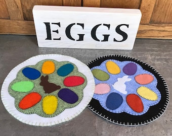 Easter Wool Felt Candle Mat Table Topper Penny Rug Applique