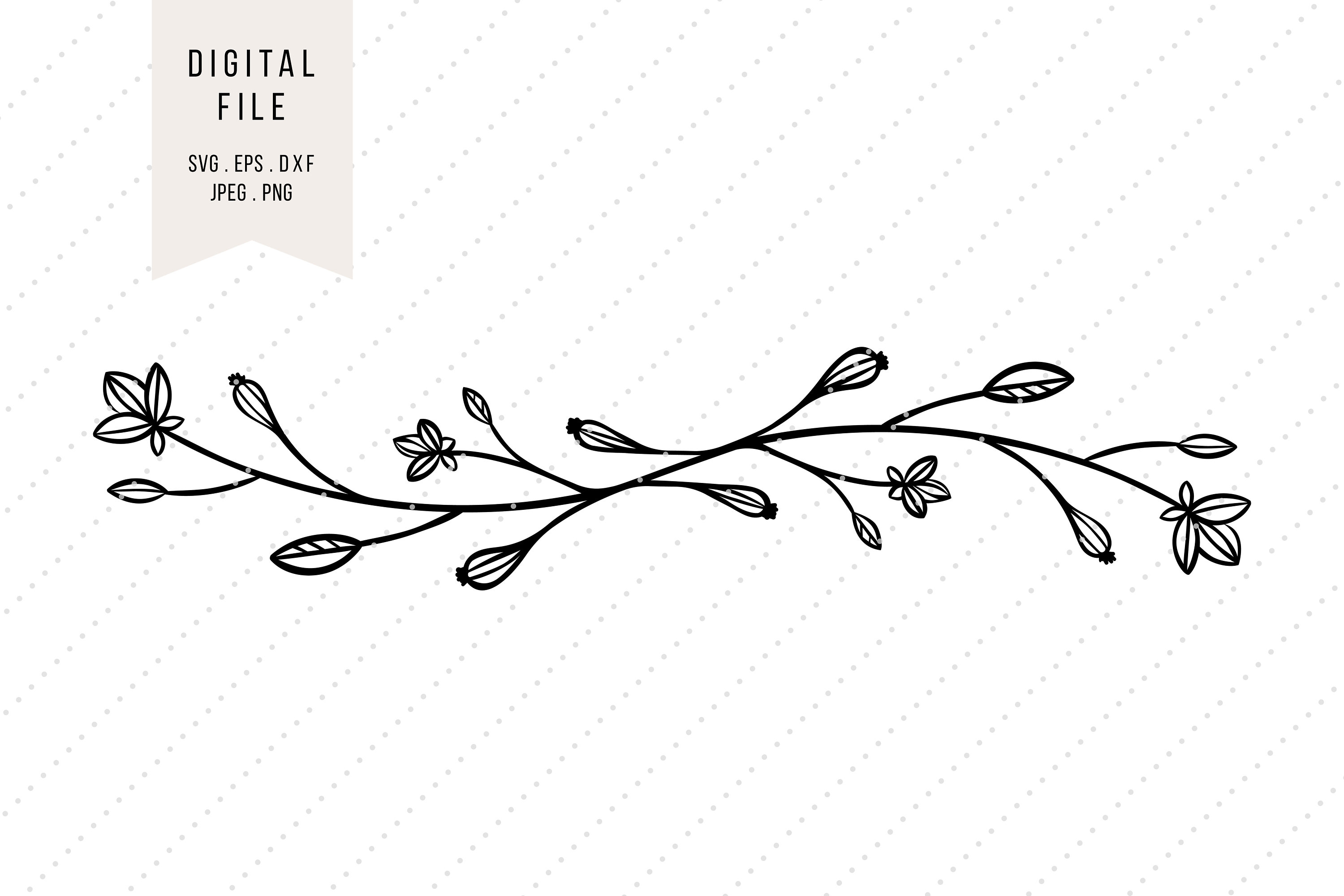 SVG Flower Branch Clipart Twig Sprig Bough Instant Digital Download Svg