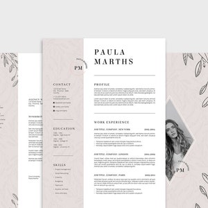 Floral Resume/CV + Cover Letter * EU & US Size * Illustrator and Photoshop