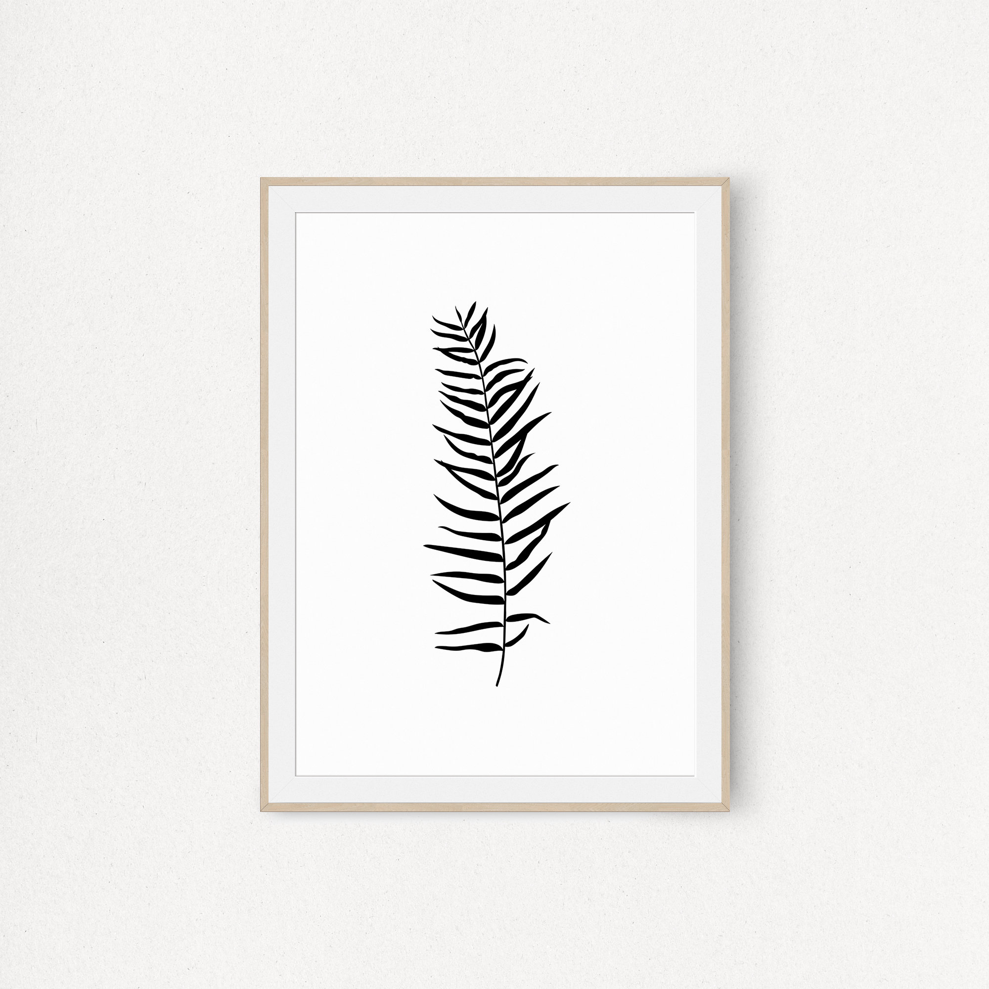 Palm Leaf Printable Wall Art, Minimalist Tropical Print, Abstract Black ...