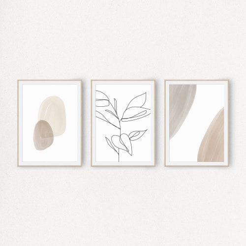 Printable Wall Art Set of 3 Piece Neutral Wall Art Abstract - Etsy
