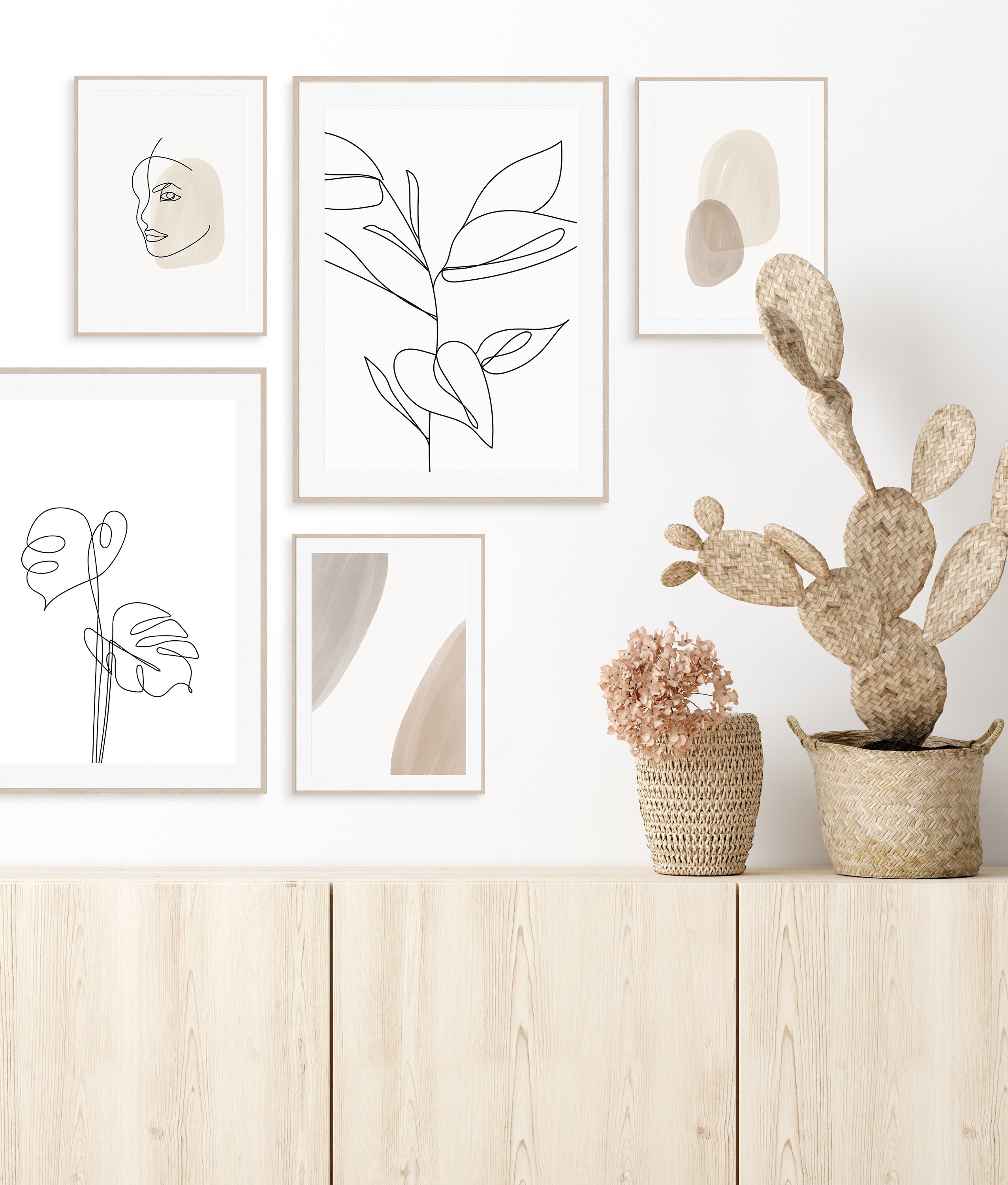 Printable Wall Art Designs Set of 5 Gallery Abstract Shapes Etsy