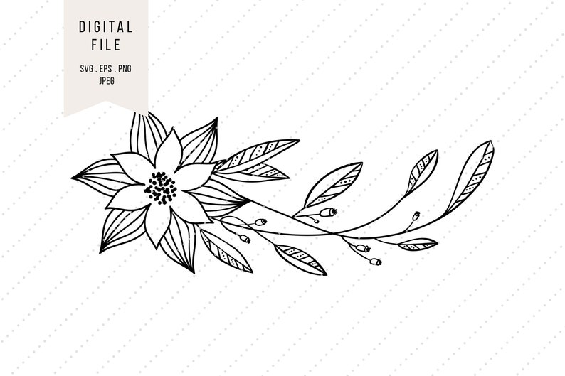 png jpeg SVG Branch with Flower Clipart * Leaves * Instant Digital Download * svg eps