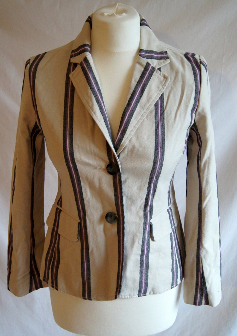 Vintage Old Navy Blazer with vertical Stripes Light Beige Blazer 80s 90s womans fashion Size Extra Small
