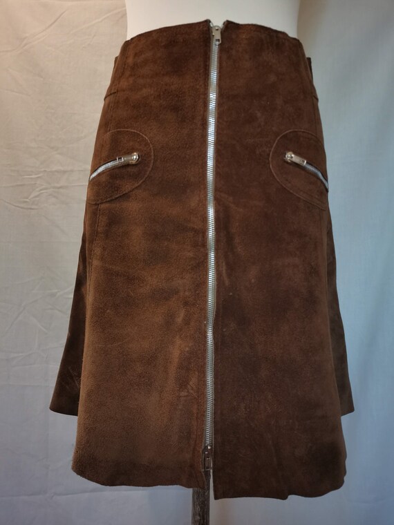 Vintage Leather Skirt/ Tulip Skirt/ Brown Leather