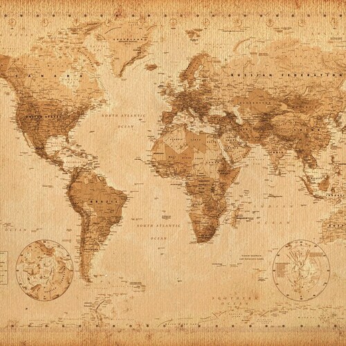 Antique Vintage Style World Map Poster Etsy