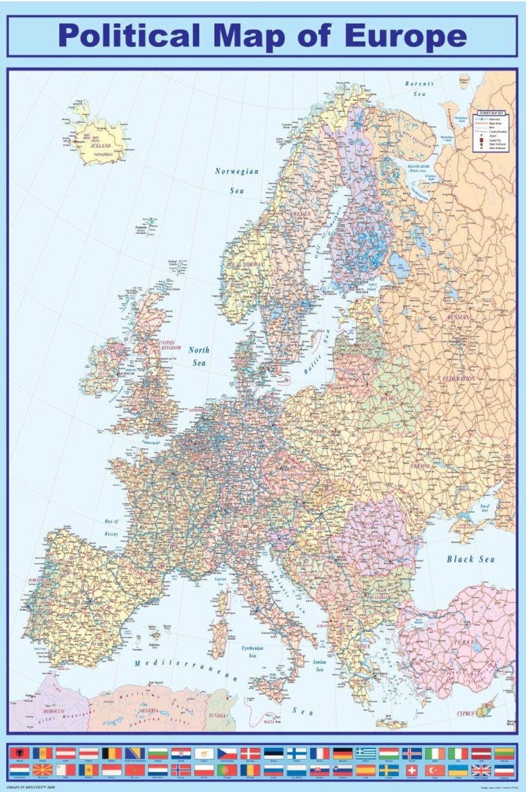 Political Map of Europe Poster - Etsy