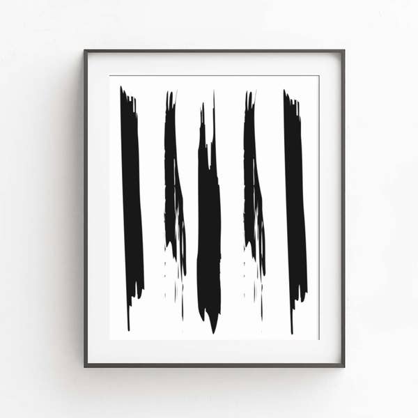 Stroke Abstract Art Print - Large Poster - Art Print - Brushstrokes Art - Black Ink - Brush Stroke - Modern Minimalist Painting - Modern Art