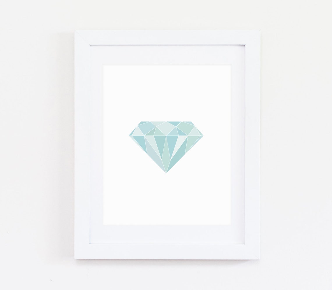 Geometric Gemstone Art Diamond, April Birthstone Print, Gift for Women ...