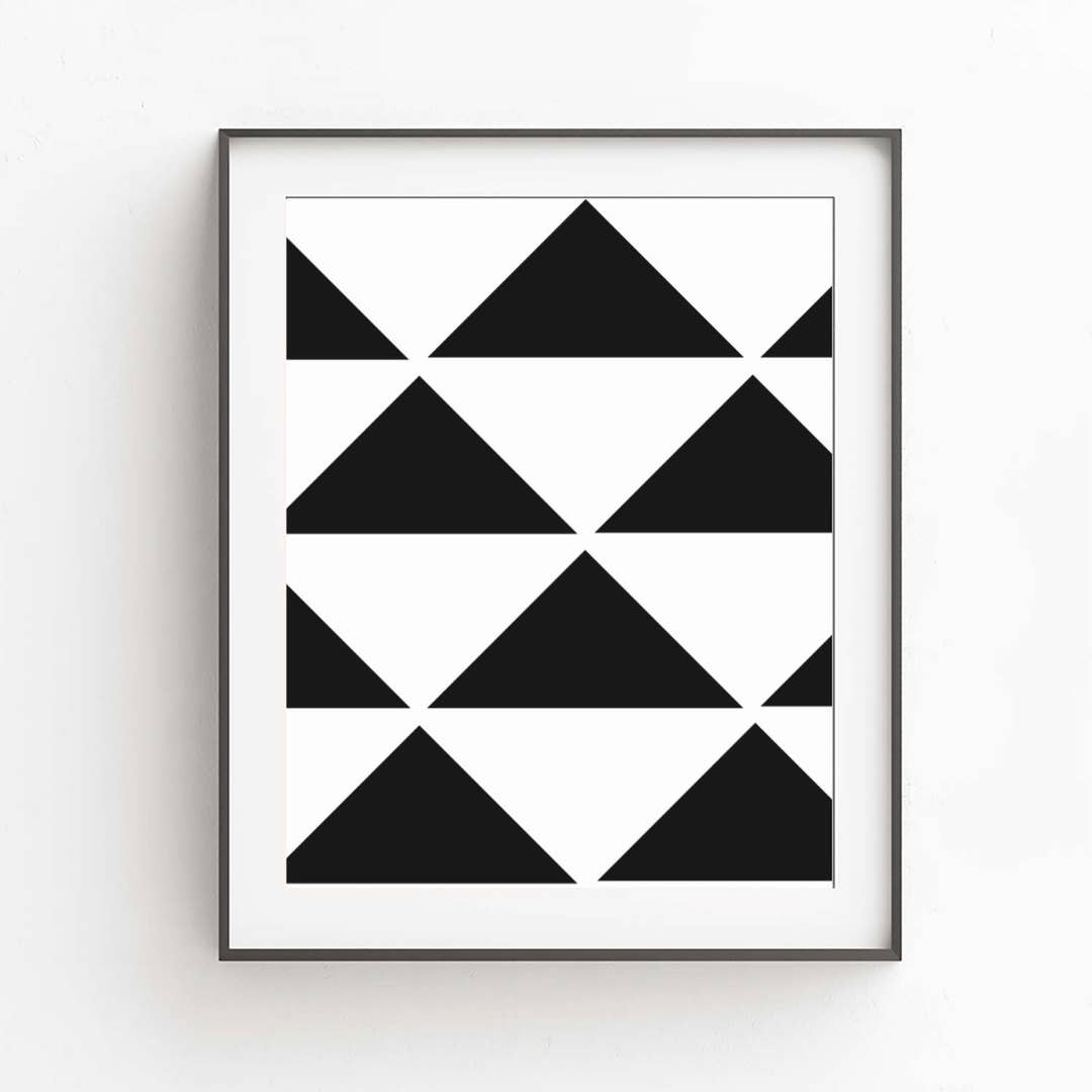 Black and White Print, Geometric Wall Art, Modern Decor, Black and