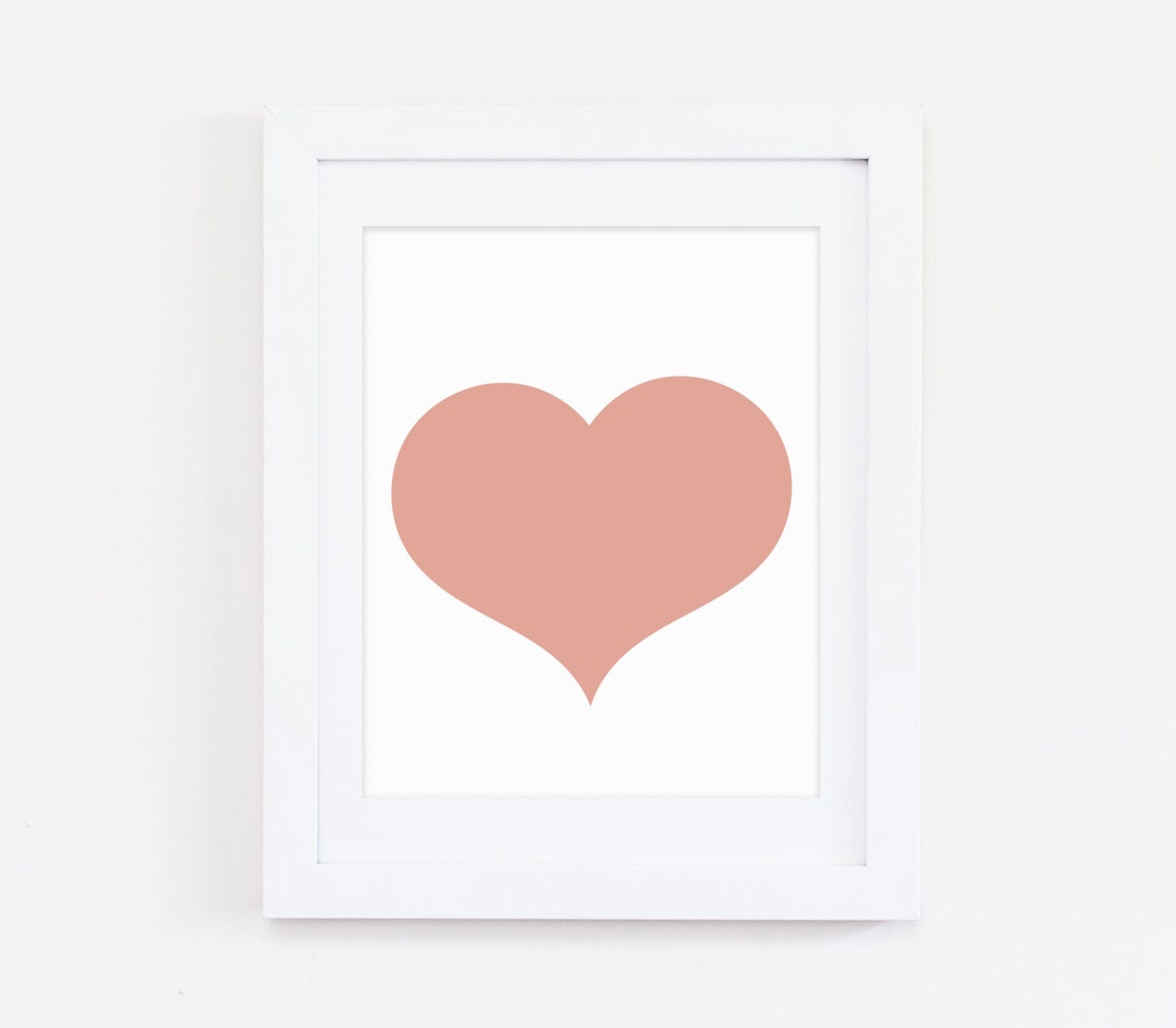Nursery Heart Art, Pink Nursery Wall Decor, Pink Heart Print, Heart