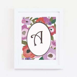 Custom Floral Monogram, Flower Monogram Art, Monogram Printable, Monogram Digital Art, Markimekko Floral, Floral Art Print,  Monogram Art
