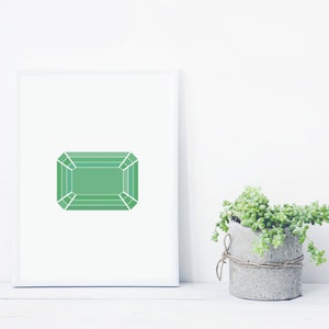 Green Geometric Gemstone Print - Emerald, May Birthstone Art, Modern Minimal Wall Decor, Instant Download Printable Artwork