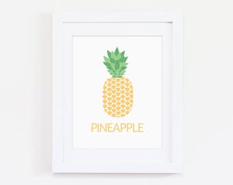 Pineapple Art Print, Tropical Art Prints, Pineapple Wall Print, Summer Art Poster, Kids Print, Pineapple Printable, Yellow, Baby Shower Gift