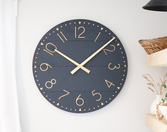 Large wall clock - Navy & gold - Mid century modern - Modern home decor - Unique gift idea - Neutral house love - Blayke in natural