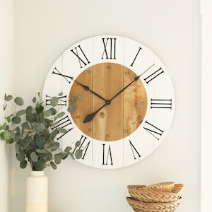 Large wall clock - Farmhouse wall decor - Oversized wall clock - Living room wall decor - Modern farmhouse decor - 25&quot;/30&quot; Madison in white