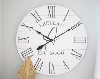 Large wall clock - Farmhouse wall decor - Oversized clock - Living room wall decor - Wedding gift ideas - Unique gift idea