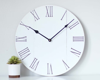 Wall clock - White clock - Farmhouse living decor - Office decor - Bedroom decor - 15" Emma