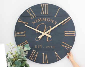 Large wall clock - Personalized gifts - Gifts with name - Wedding anniversary gift - Above fireplace decor - 25"/30" wall clock