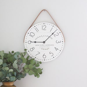 Small wall clock - Mercies are new - Scripture wall decor - Clock with verse - Modern farmhouse - Neutral home decor -  Bedroom wall clock