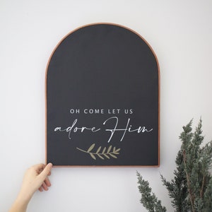 Oh come let us adore him - Christmas sign - Living room wall decor - Jesus Christ sign - Modern Christmas home decoration - Wood and leather