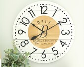 Large wall clock - Farmhouse wall decor - Oversized wall clock - Personalized gift - Custom family gift - Monogram -