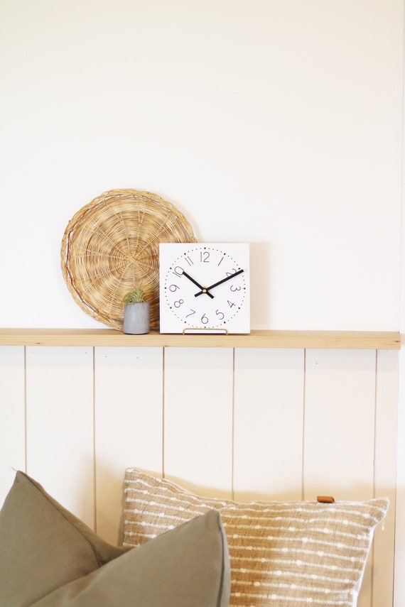 Small Wall Clock - White and Black - Tiny Modern Decor - Modern