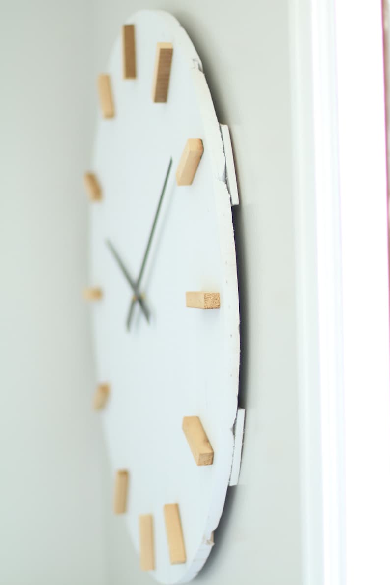 Large Wall Clock Mid Century Modern Boho Decor Neutral Etsy