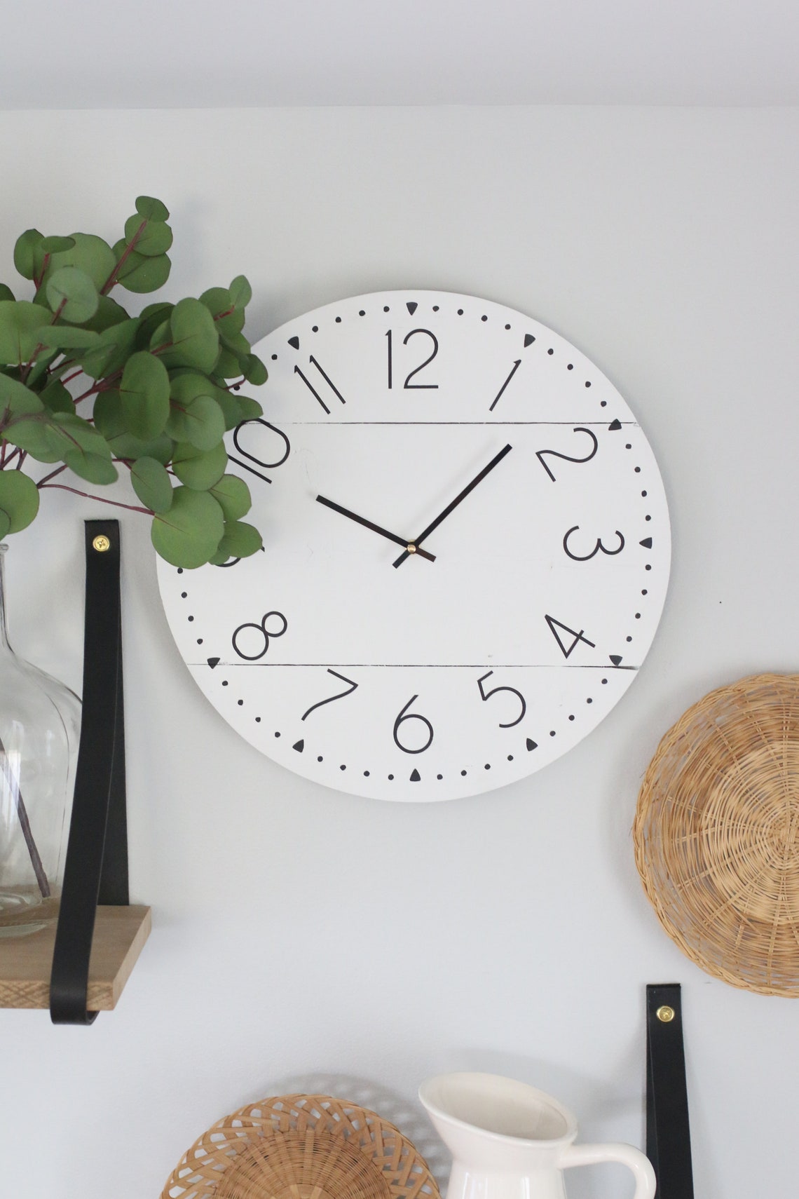 White Wall Clock Modern Style Living Modern Farmhouse | Etsy