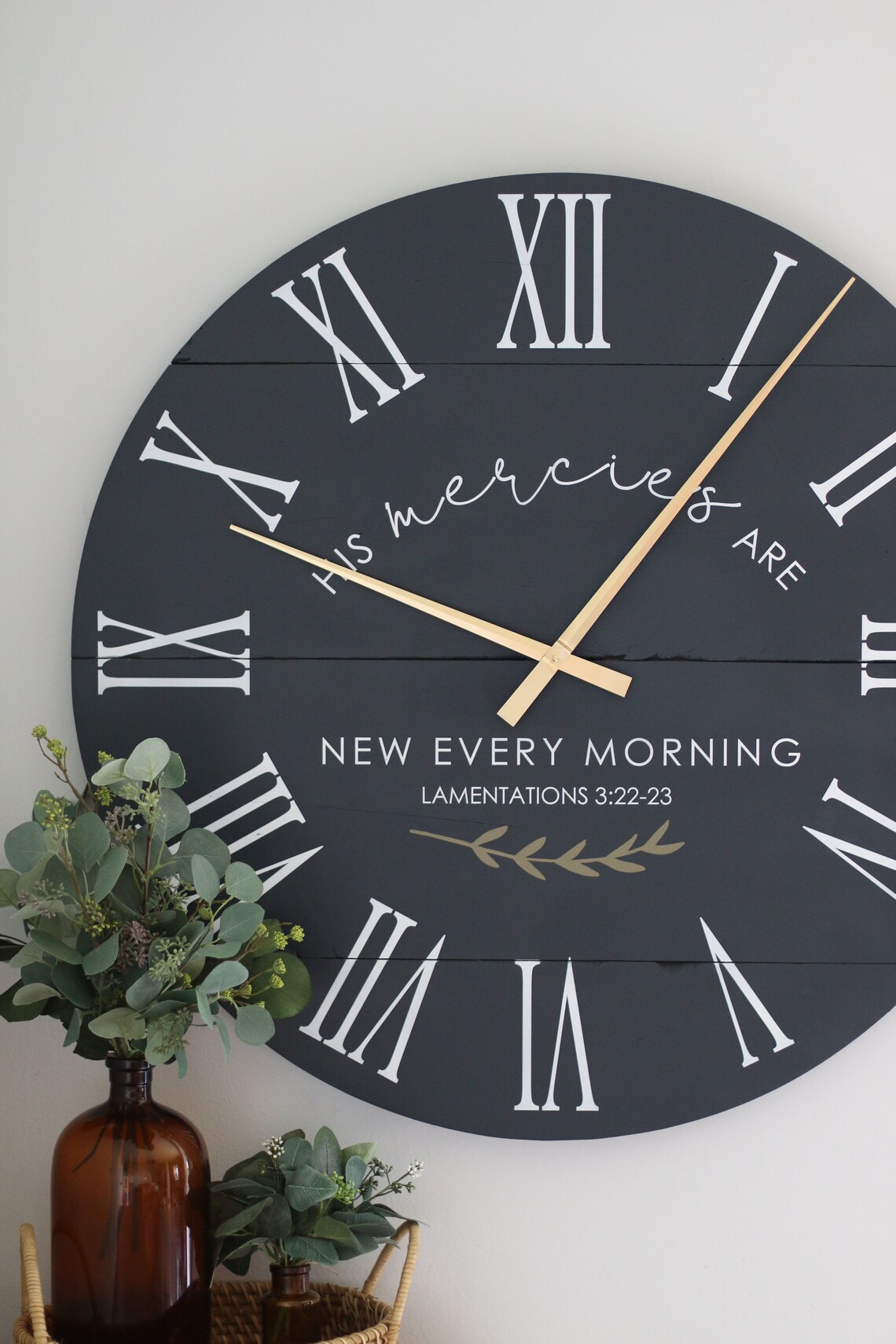 Large Wall Clock Scripture Wall Art Farmhouse Living Etsy