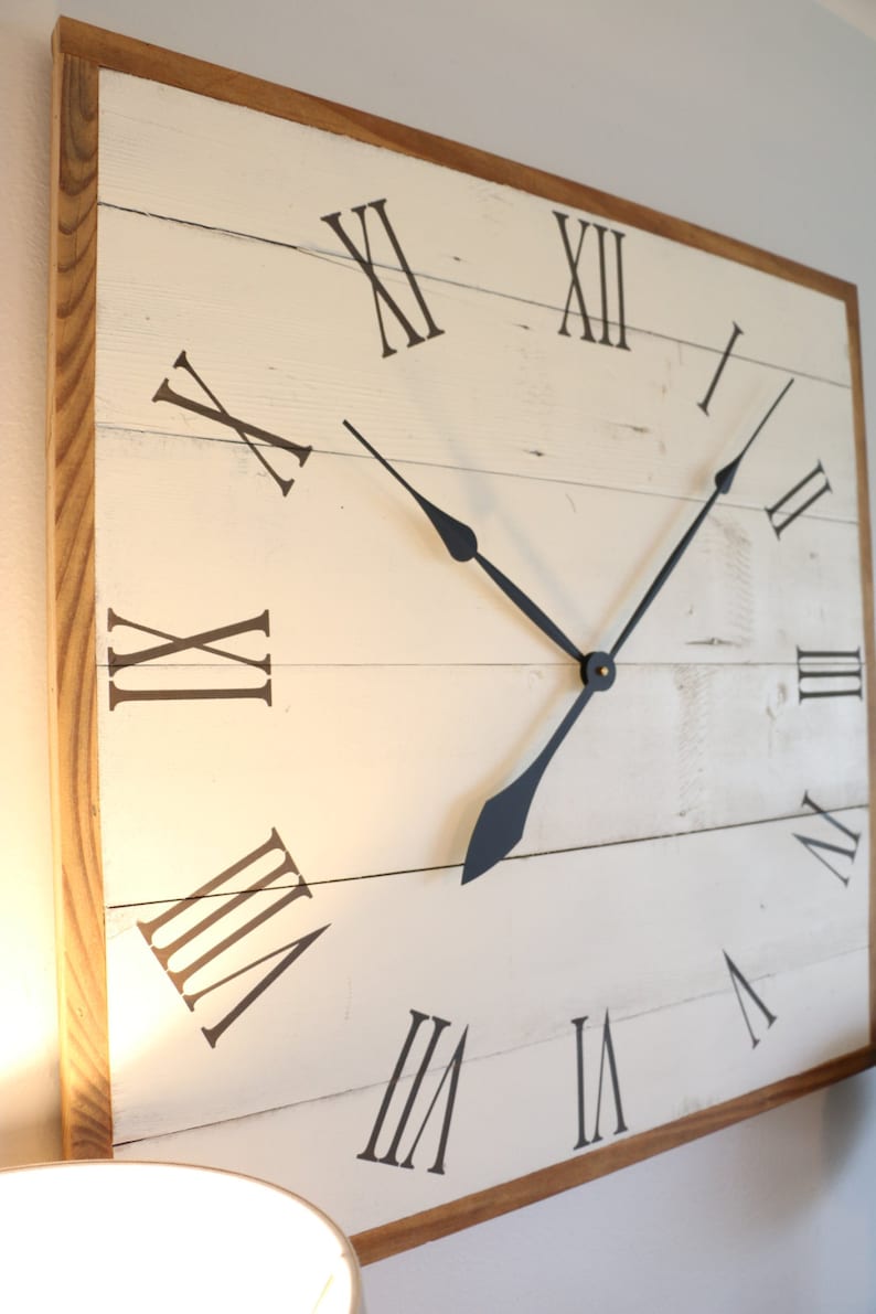 Large Wall Clock. Square Wall Clock. Rustic Clock. Wall Etsy