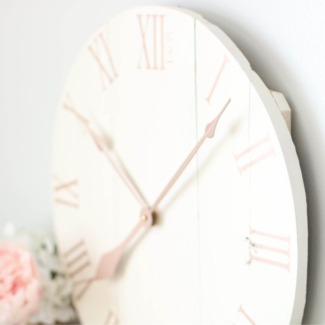 Wood Wall Clock Rose Gold Decor Wall Art Modern Clock Etsy